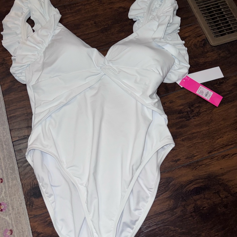 Lilly Pulitzer White Ruffled One-Piece Swimsuit